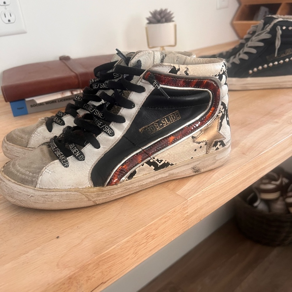 Golden Goose Black and Cream High-Tops